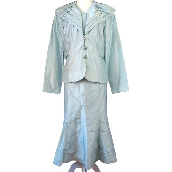 Lily & Taylor Dresses & Skirts - NWT Lily & Taylor Silk Dress Suit Light Blue Size 12 Church Formalwear Elegant
